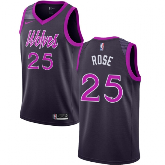 Men's Nike Minnesota Timberwolves #25 Derrick Rose Swingman Purple NBA Jersey - City Edition - Ujersey