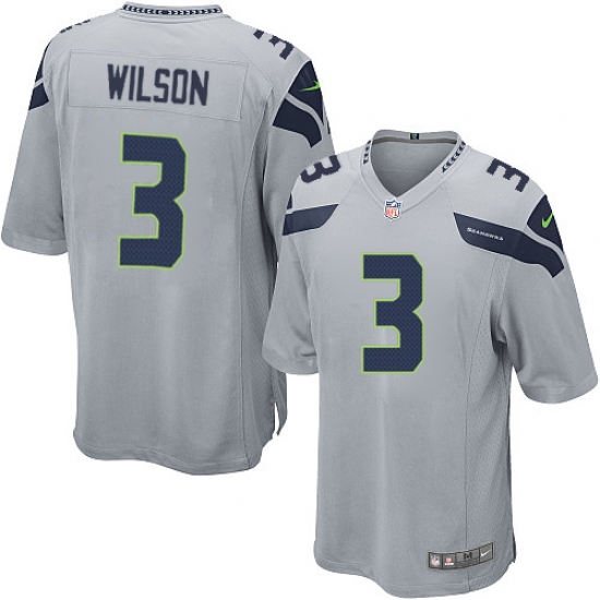 Men's Nike Seattle Seahawks #3 Russell Wilson Game Grey Alternate NFL Jersey - Ujersey