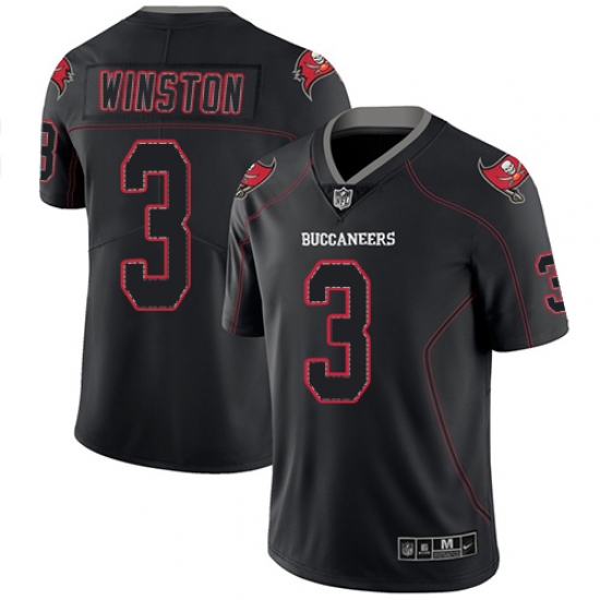 Men's Nike Tampa Bay Buccaneers #3 Jameis Winston Limited Lights Out Black Rush NFL Jersey - Ujersey