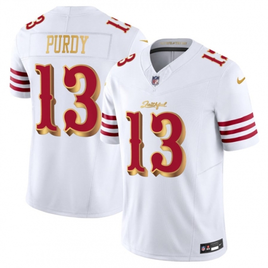 Men's San Francisco 49ers #13 Brock Purdy White Gold 2025 F.U.S.E. “Rivalries” Vapor Limited Football Stitched Jersey - Ujersey