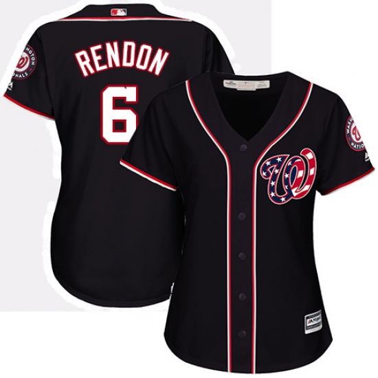 Women's Majestic Washington Nationals #6 Anthony Rendon Authentic Navy Blue Alternate 2 Cool Base MLB Jersey - Ujersey