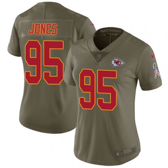 Women's Nike Kansas City Chiefs #95 Chris Jones Limited Olive 2017 Salute to Service NFL Jersey - Ujersey