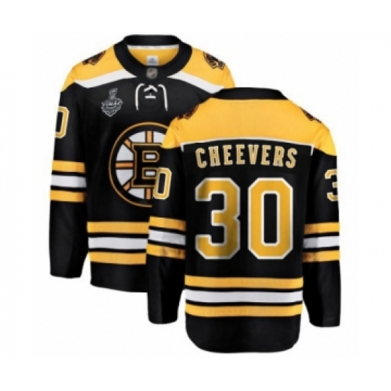 Youth Boston Bruins #30 Gerry Cheevers Authentic Black Home Fanatics Branded Breakaway 2019 Stanley Cup Final Bound Hockey Jersey - Ujersey