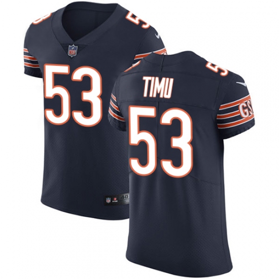 Men's Nike Chicago Bears #53 John Timu Navy Blue Team Color Vapor Untouchable Elite Player NFL Jersey - Ujersey