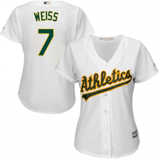 Women's Majestic Oakland Athletics #7 Walt Weiss Replica White Home Cool Base MLB Jersey - Ujersey