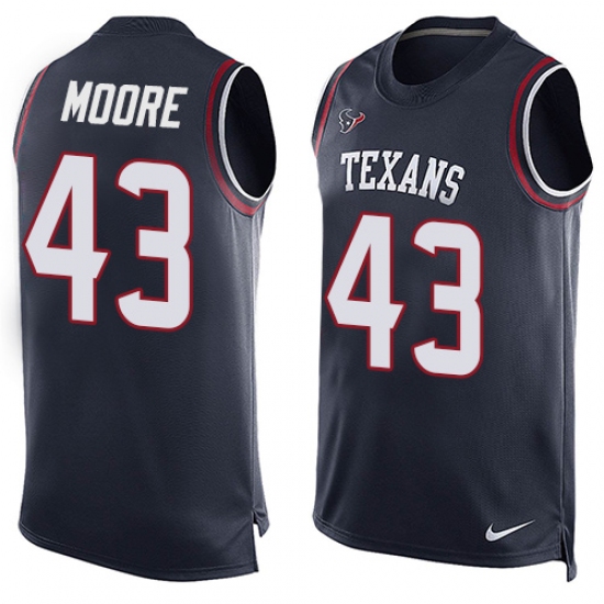 Men's Nike Houston Texans #43 Corey Moore Limited Navy Blue Player Name & Number Tank Top NFL Jersey - Ujersey