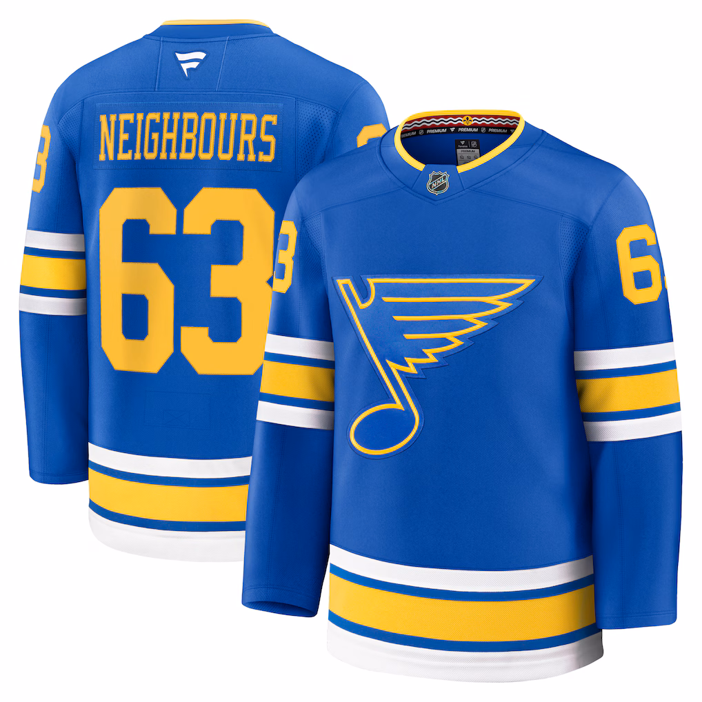 Men's St. Louis Blues Jake Neighbours Fanatics Blue Home Premium Jersey - ujerseystore