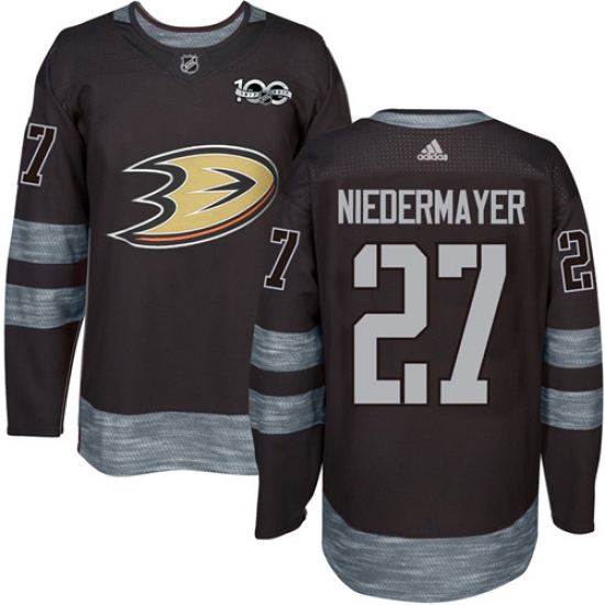 Men's Adidas Anaheim Ducks #27 Scott Niedermayer Premier Black 1917-2017 100th Anniversary NHL Jersey - Ujersey
