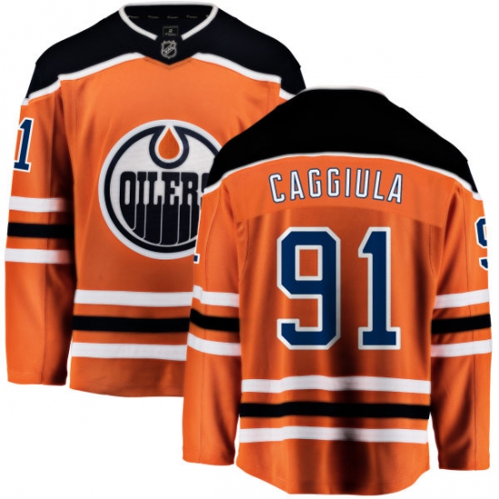 Youth Edmonton Oilers #91 Drake Caggiula Fanatics Branded Orange Home Breakaway NHL Jersey - Ujersey
