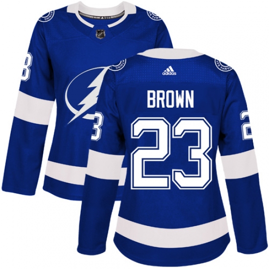 Women's Adidas Tampa Bay Lightning #23 J.T. Brown Authentic Royal Blue Home NHL Jersey - Ujersey