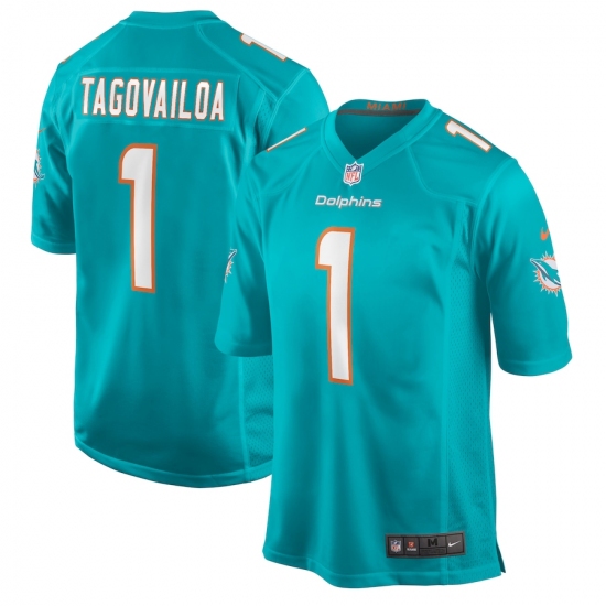 Men's Miami Dolphins #1 Tua Tagovailoa Nike Aqua 2020 NFL Draft First Round Pick Game Jersey - Ujersey