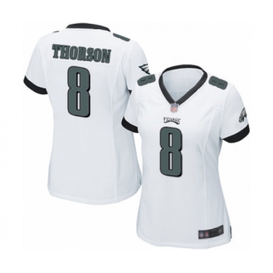 Women's Philadelphia Eagles #8 Clayton Thorson Game White Football Jersey - Ujersey
