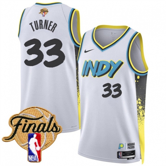 Men's Indiana Pacers #33 Myles Turner White 2024-25 City Edition Stitched Basketball Jersey - Ujersey
