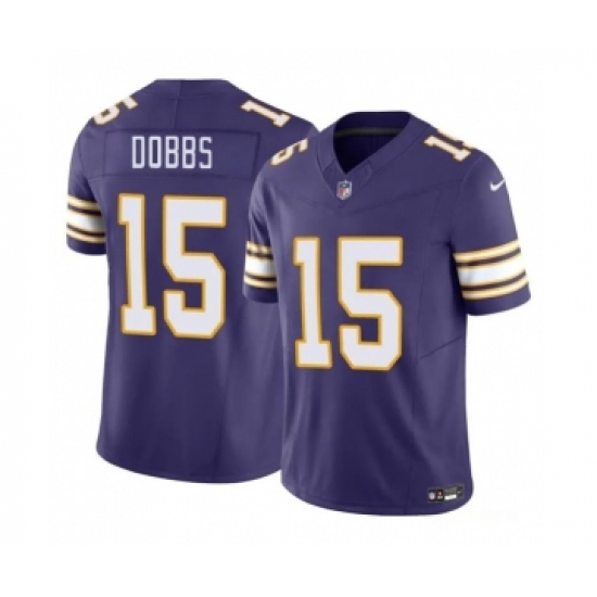 Men's Minnesota Vikings #15 Josh Dobbs Purple 2023 F.U.S.E. Throwback Limited Stitched Jersey - Ujersey