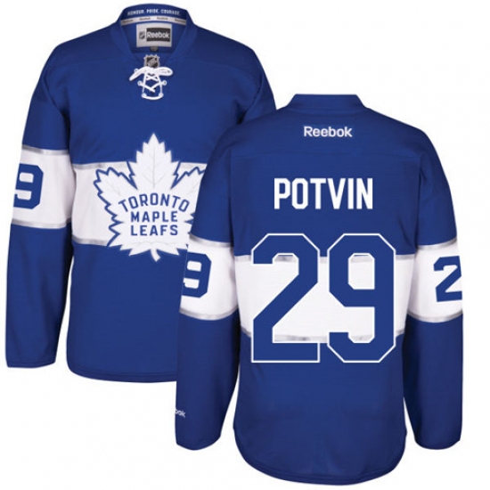 Men's Reebok Toronto Maple Leafs #29 Felix Potvin Authentic Royal Blue 2017 Centennial Classic NHL Jersey - Ujersey