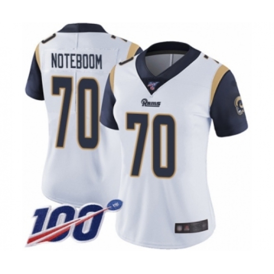 Women's Los Angeles Rams #70 Joseph Noteboom White Vapor Untouchable Limited Player 100th Season Football Jersey - Ujersey
