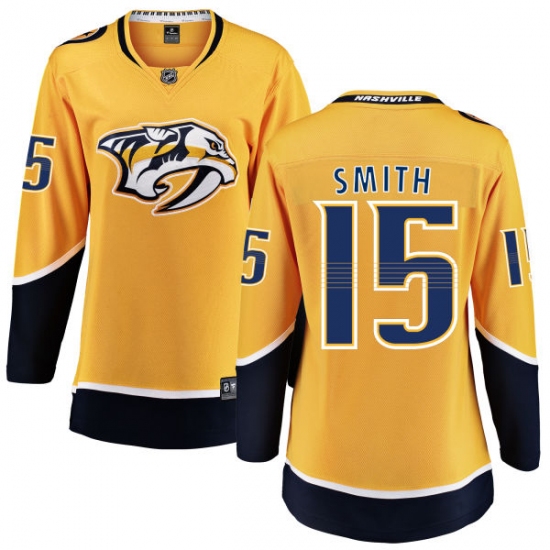 Women's Nashville Predators #15 Craig Smith Fanatics Branded Gold Home Breakaway NHL Jersey - Ujersey