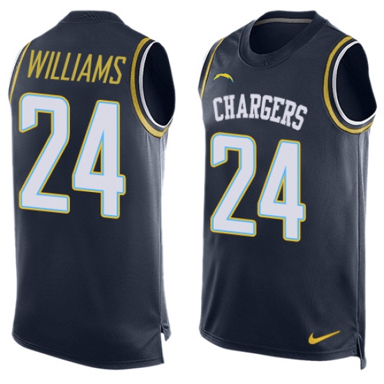 Men's Nike Los Angeles Chargers #24 Trevor Williams Limited Navy Blue Player Name & Number Tank Top NFL Jersey - Ujersey
