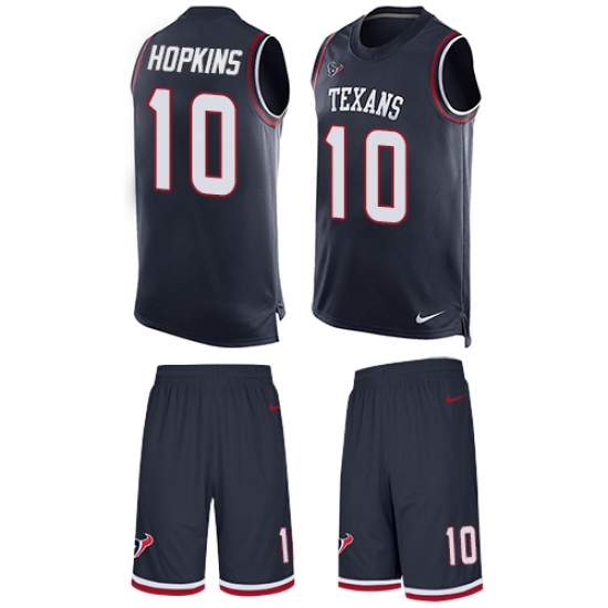 Men's Nike Houston Texans #10 DeAndre Hopkins Limited Navy Blue Tank Top Suit NFL Jersey - Ujersey