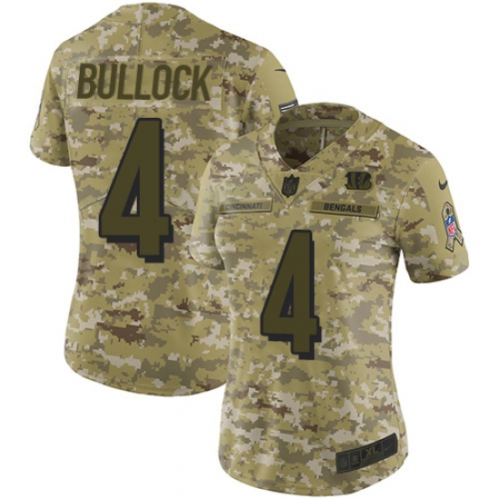 Women's Nike Cincinnati Bengals #4 Randy Bullock Limited Camo 2018 Salute to Service NFL Jersey - Ujersey