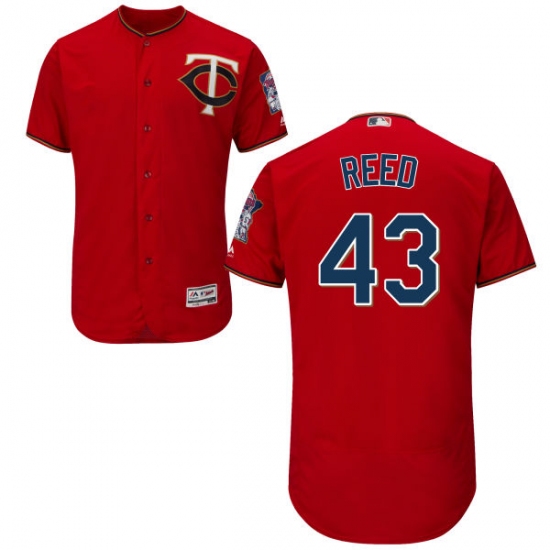 Men's Majestic Minnesota Twins #43 Addison Reed Scarlet Alternate Flex Base Authentic Collection MLB Jersey - Ujersey