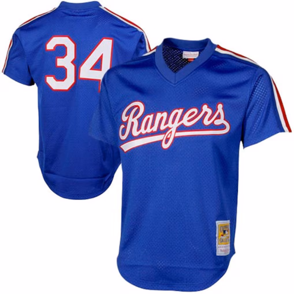 Men's Texas Rangers Nolan Ryan Mitchell & Ness Royal Authentic Batting Practice Jersey - Ujersey