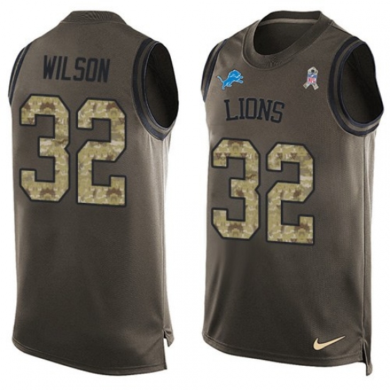 Men's Nike Detroit Lions #32 Tavon Wilson Limited Green Salute to Service Tank Top NFL Jersey - Ujersey