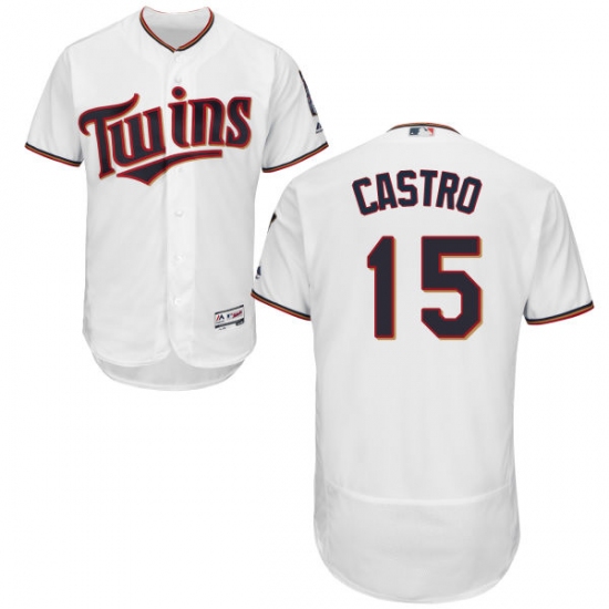 Men's Majestic Minnesota Twins #15 Jason Castro White Home Flex Base Authentic Collection MLB Jersey - Ujersey
