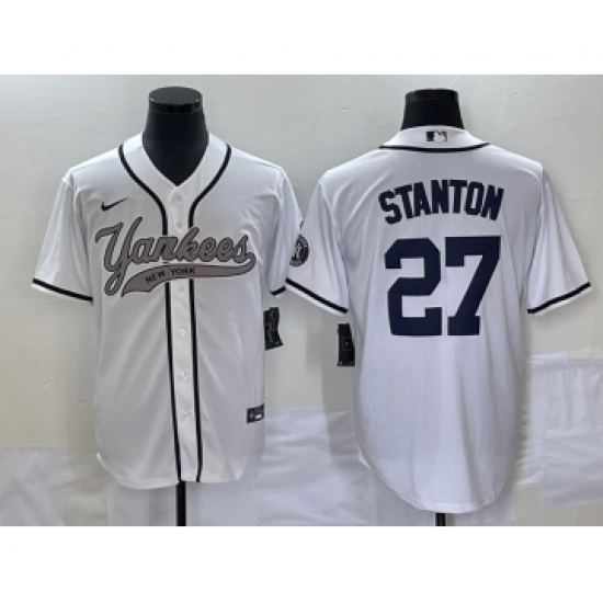 Men's New York Yankees #27 Giancarlo Stanton White Cool Base Stitched Baseball Jersey - Ujersey