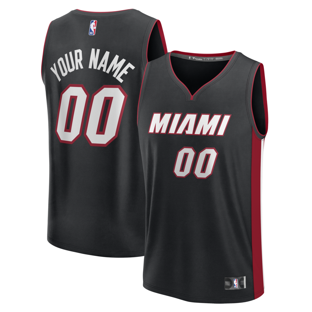 Men's Miami Heat Fanatics Black Fast Break Custom Jersey - Icon Edition - SUjersey01