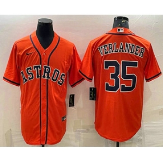 Men's Houston Astros #35 Justin Verlander Orange Stitched MLB Cool Base Nike Jersey - Ujersey