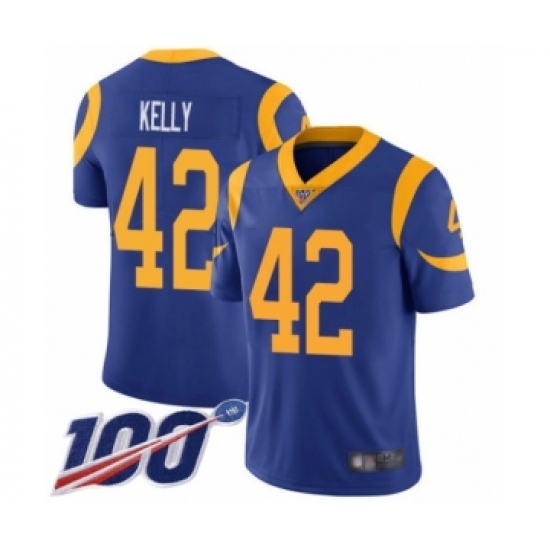 Men's Los Angeles Rams #42 John Kelly Royal Blue Alternate Vapor Untouchable Limited Player 100th Season Football Jersey - Ujersey