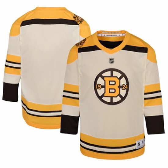Men's Boston Bruins Blank Fanatics Branded Cream 100th Anniversary Premier Breakaway Jersey - Ujersey