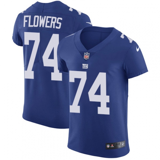 Men's Nike New York Giants #74 Ereck Flowers Elite Royal Blue Team Color NFL Jersey - Ujersey