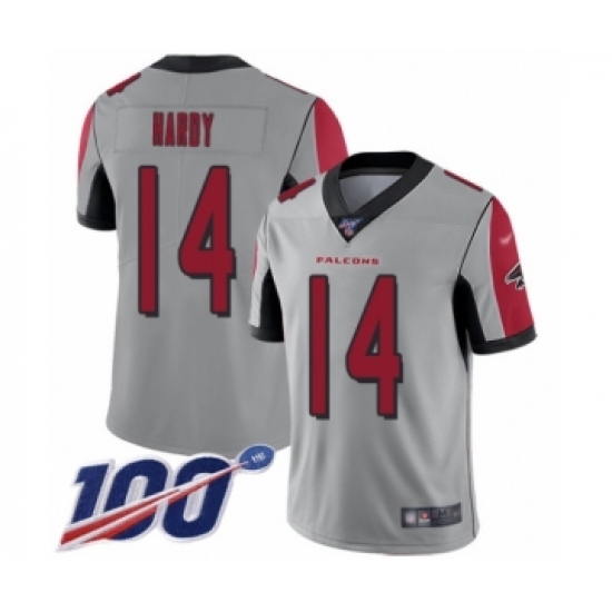 Men's Atlanta Falcons #14 Justin Hardy Limited Silver Inverted Legend 100th Season Football Jersey - Ujersey
