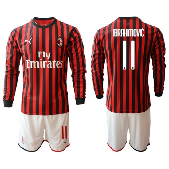 AC Milan #11 Brahimovic Home Long Sleeves Soccer Club Jersey