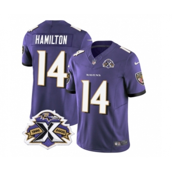 Men's Nike Baltimore Ravens #14 Kyle Hamilton Purple 2023 F.U.S.E Throwback Vapor Limited Stitched Jersey - Ujersey