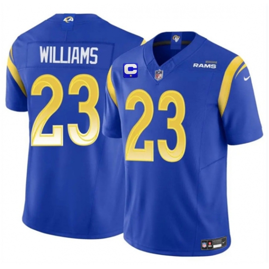 Men's Los Angeles Rams #23 Kyren Williams Blue 2025 F.U.S.E. With 1-Star C Vapor Untouchable Football Stitched Jersey