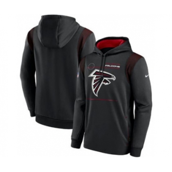 Men's Atlanta Falcons 2021 Black Sideline Logo Performance Pullover Hoodie - Ujersey