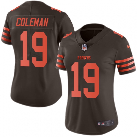 Women's Nike Cleveland Browns #19 Corey Coleman Limited Brown Rush Vapor Untouchable NFL Jersey - Ujersey