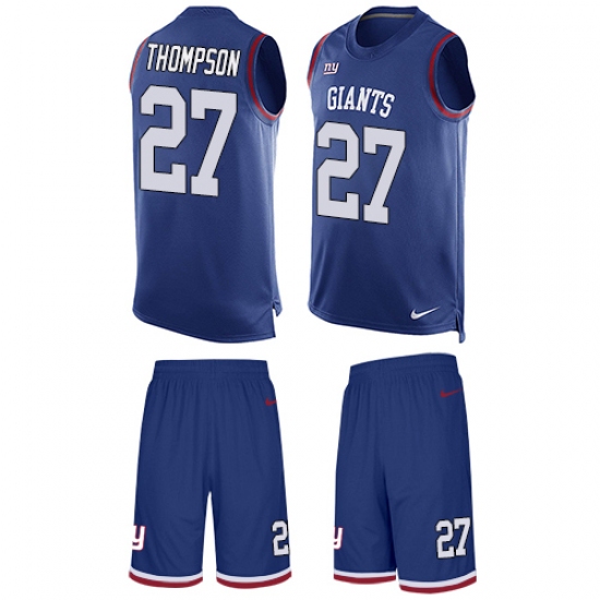 Men's Nike New York Giants #27 Darian Thompson Limited Royal Blue Tank Top Suit NFL Jersey - Ujersey