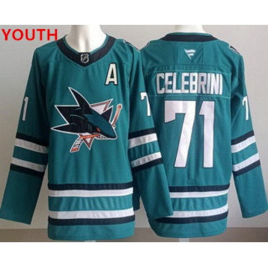 Youth san jose sharks #71 macklin celebrini teal authentic jersey - Ujersey
