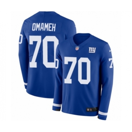 Youth Nike New York Giants #70 Patrick Omameh Limited Royal Blue Therma Long Sleeve NFL Jersey - Ujersey