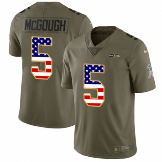 Men's Nike Seattle Seahawks #5 Alex McGough Limited Olive/USA Flag 2017 Salute to Service NFL Jersey - Ujersey