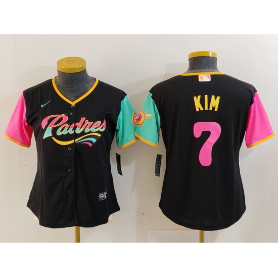 Women's San Diego Padres #7 Ha Seong Kim Black Fashion Baseball Jersey - Ujersey