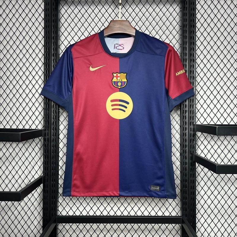 GAVI #6 Barcelona Home Soccer Jersey 2024/25 - Spotify Logo Without Text
