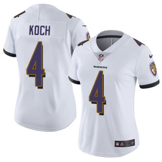 Women's Nike Baltimore Ravens #4 Sam Koch White Vapor Untouchable Limited Player NFL Jersey - Ujersey