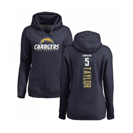 Football Women's Los Angeles Chargers #5 Tyrod Taylor Navy Blue Backer Pullover Hoodie - Ujersey
