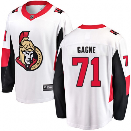 Youth Ottawa Senators #71 Gabriel Gagne Fanatics Branded White Away Breakaway NHL Jersey - Ujersey