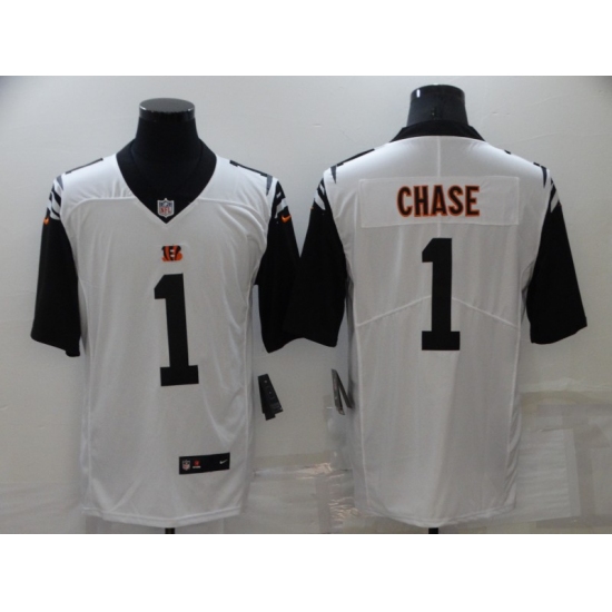 Men's Cincinnati Bengals #1 Ja'Marr Chase White 2021 NFL Draft First Round Pick Limited Jersey - Ujersey